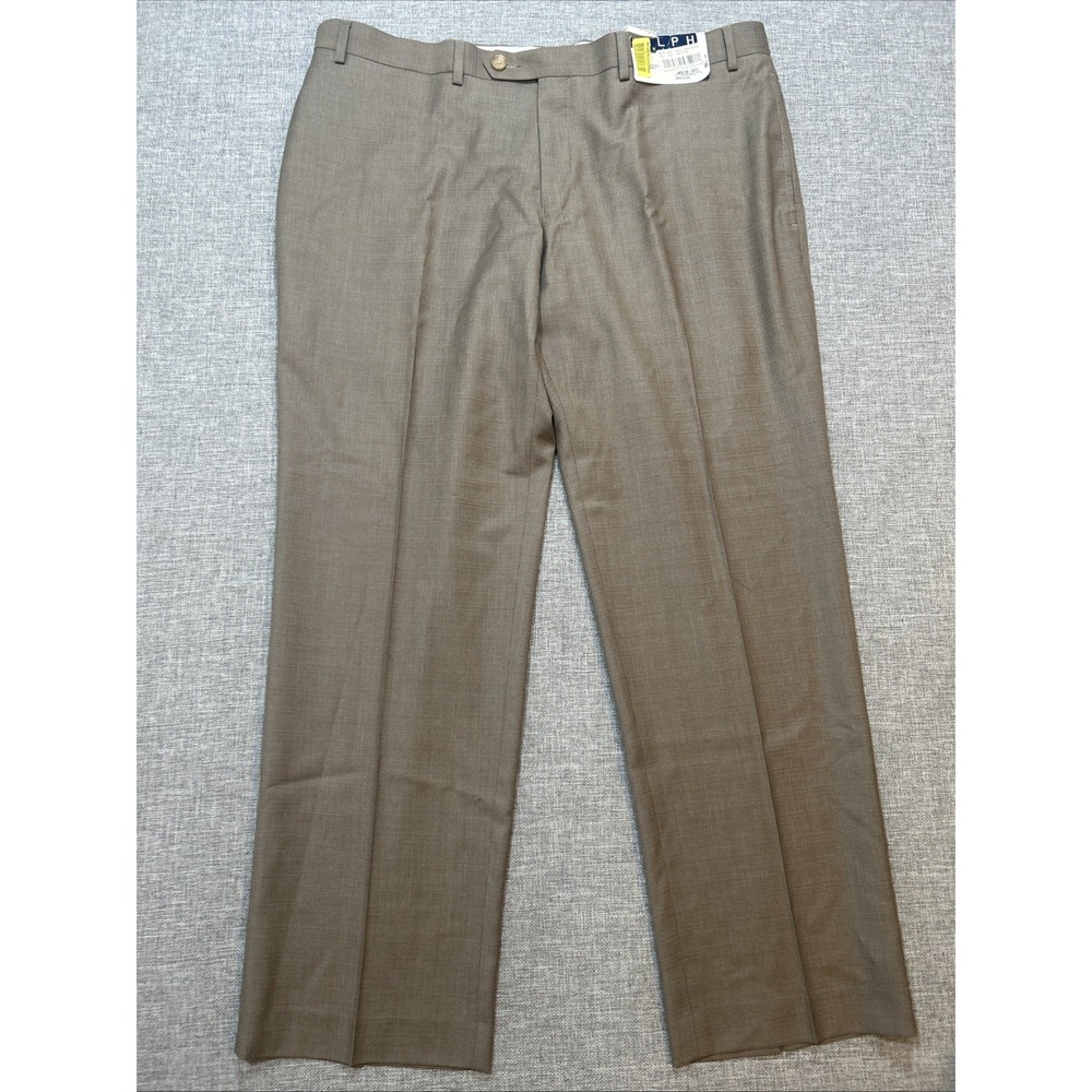 NEW Ralph Lauren Classic Pleated Dress Pants Brown Glen Plaid Mens 38x29